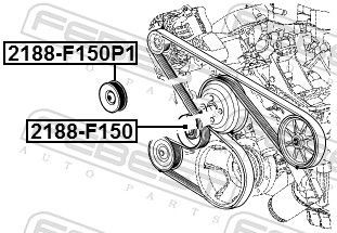 Kreipiantysis skriemulys, V formos rumbuotas diržas FEBEST 2188-F150P1