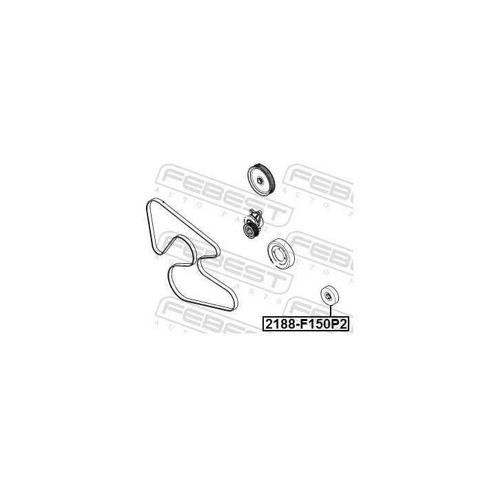 Kreipiantysis skriemulys, V formos rumbuotas diržas FEBEST 2188-F150P2