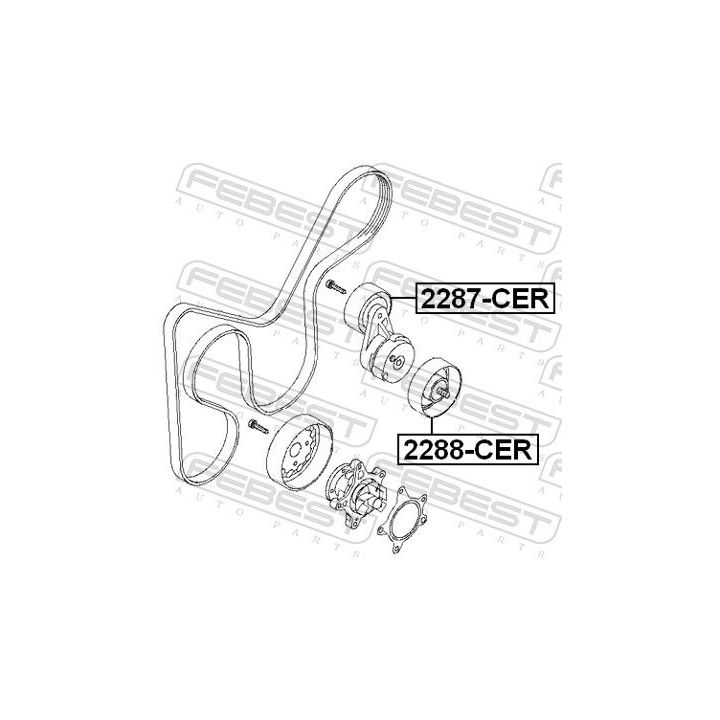Kreipiantysis skriemulys, V formos rumbuotas diržas FEBEST 2288-CER