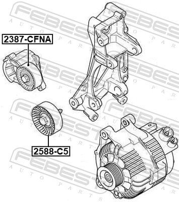 Kreipiantysis skriemulys, V formos rumbuotas diržas FEBEST 2588-C5