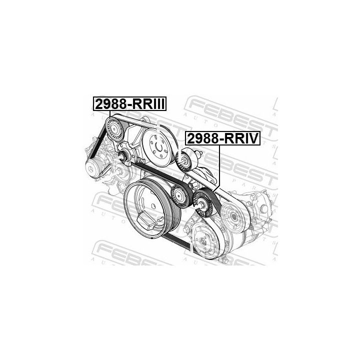 Kreipiantysis skriemulys, V formos rumbuotas diržas FEBEST 2988-RRIII