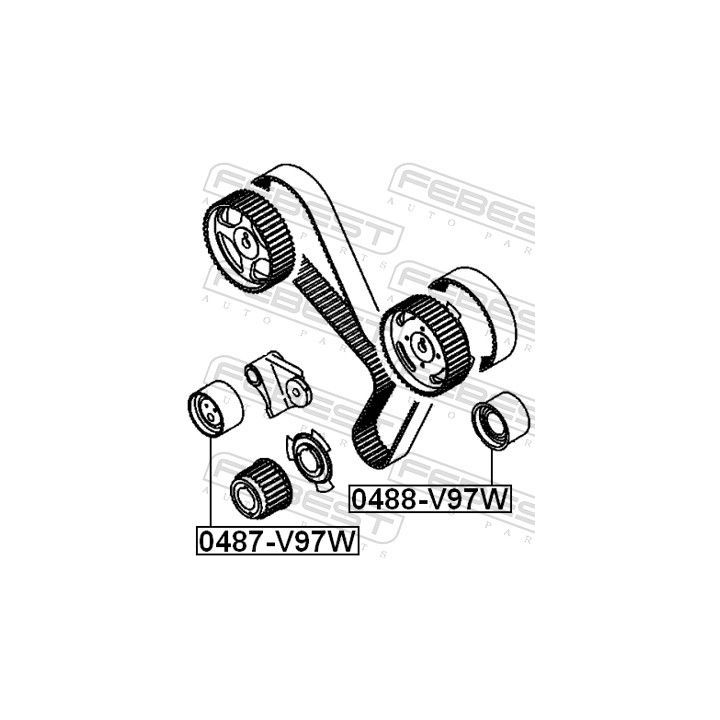 Kreipiantysis skriemulys, paskirstymo diržas FEBEST 0488-V97W
