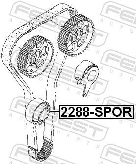 Kreipiantysis skriemulys, paskirstymo diržas FEBEST 2288-SPOR