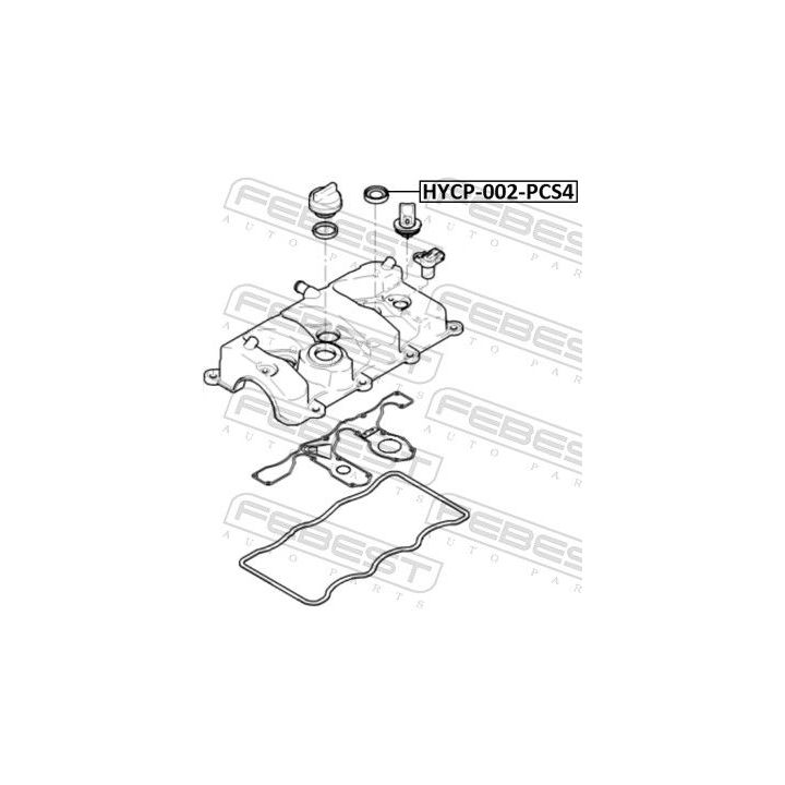 Tarpiklių komplektas, cilindro galva FEBEST HYCP-002-PCS4