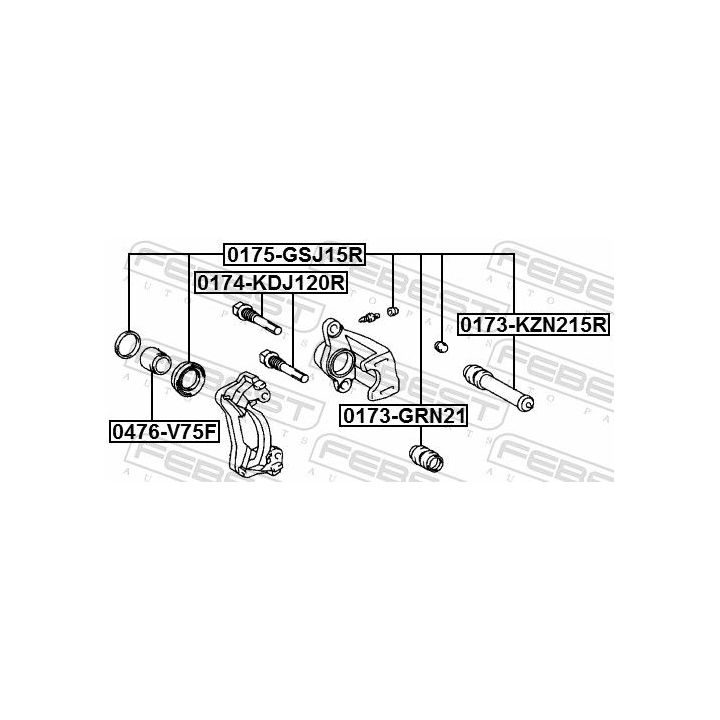 Gofruotoji membrana, stabdžių apkabos kreipiklis FEBEST 0173-GRN21