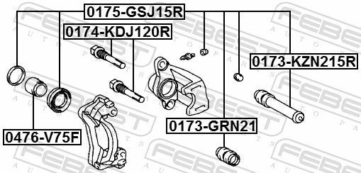 Gofruotoji membrana, stabdžių apkabos kreipiklis FEBEST 0173-GRN21