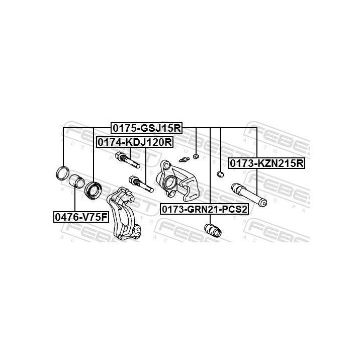 Gofruotoji membrana, stabdžių apkabos kreipiklis FEBEST 0173-GRN21-PCS2