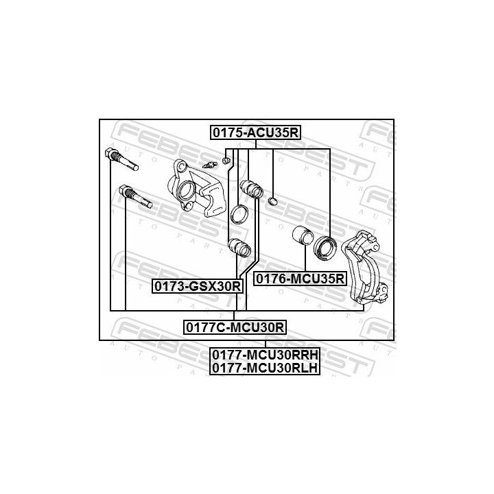 Gofruotoji membrana, stabdžių apkabos kreipiklis FEBEST 0173-GSX30R-PCS4