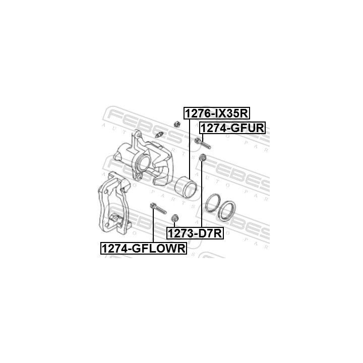 Gofruotoji membrana, stabdžių apkabos kreipiklis FEBEST 1273-D7R