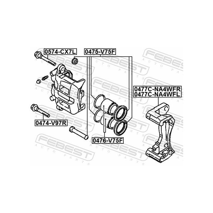Remonto komplektas, stabdžių apkaba FEBEST 0475-V75F