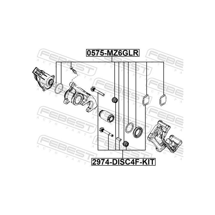 Remonto komplektas, stabdžių apkaba FEBEST 0575-MZ6GLR