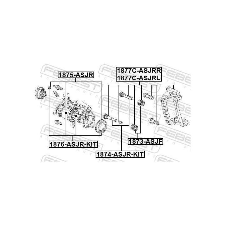 Remonto komplektas, stabdžių apkaba FEBEST 1875-ASJR