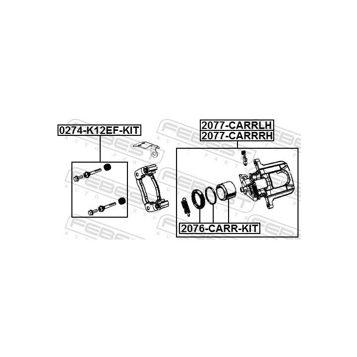 Remonto komplektas, stabdžių apkaba FEBEST 2076-CARR-KIT