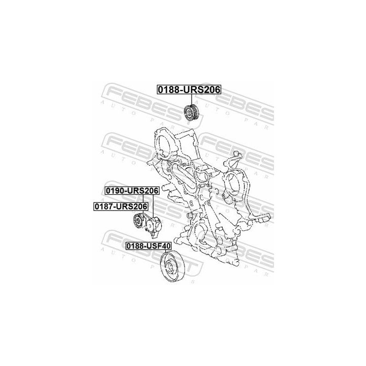 Diržo įtempiklis, V formos rumbuotas diržas FEBEST 0190-URS206