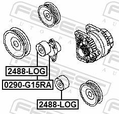 Diržo įtempiklis, V formos rumbuotas diržas FEBEST 0290-G15RA