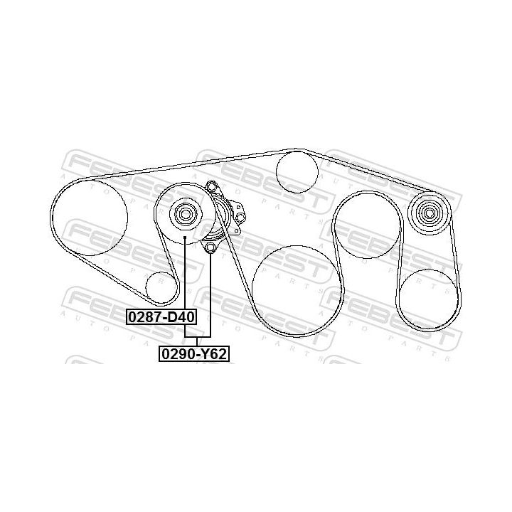 Diržo įtempiklis, V formos rumbuotas diržas FEBEST 0290-Y62