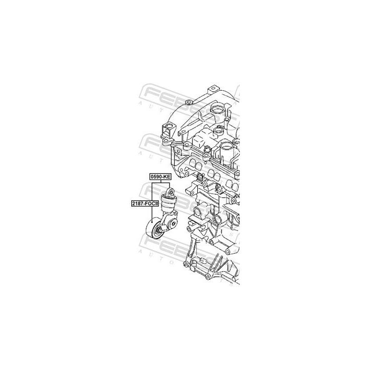 Diržo įtempiklis, V formos rumbuotas diržas FEBEST 0590-KE