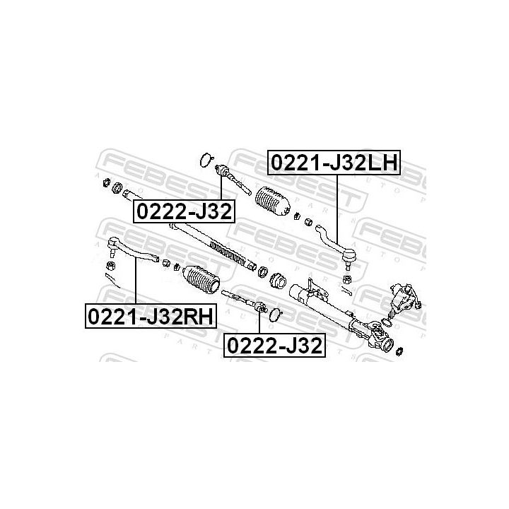 Skersinės vairo trauklės galas FEBEST 0221-J32RH