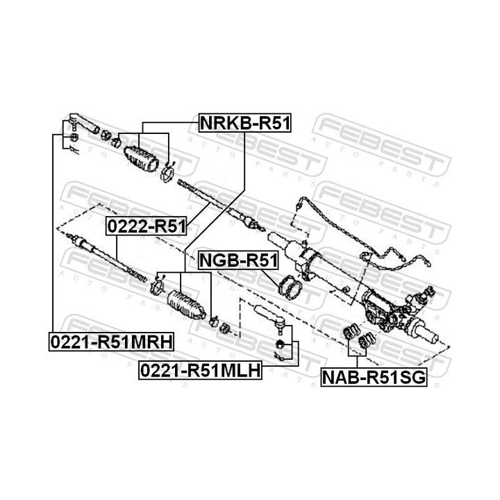 Skersinės vairo trauklės galas FEBEST 0221-R51MRH