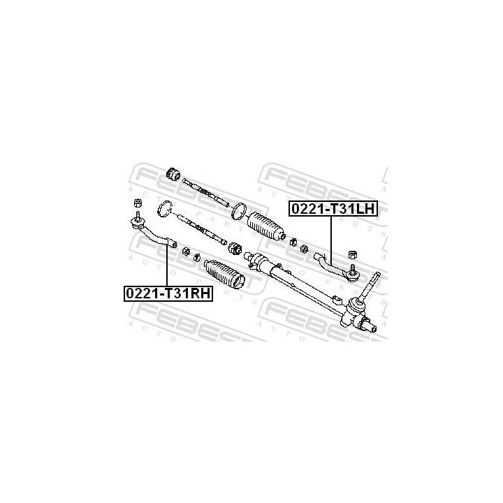 Skersinės vairo trauklės galas FEBEST 0221-T31LH