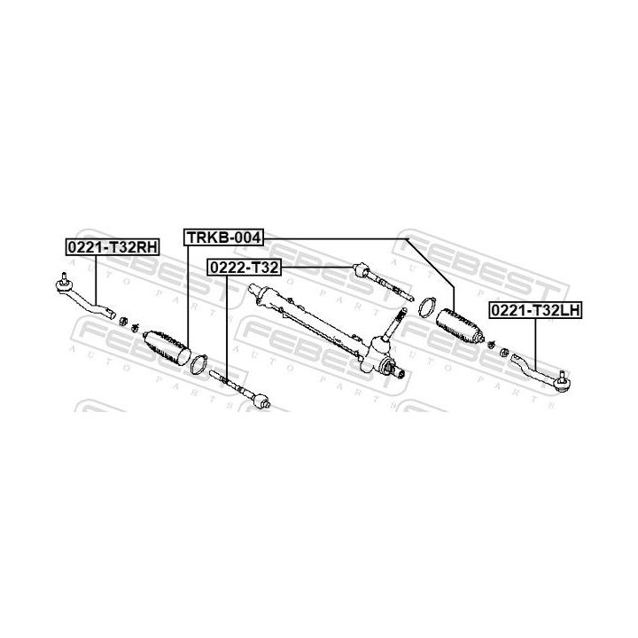 Skersinės vairo trauklės galas FEBEST 0221-T32RH