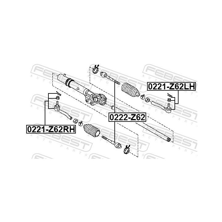 Skersinės vairo trauklės galas FEBEST 0221-Z62RH