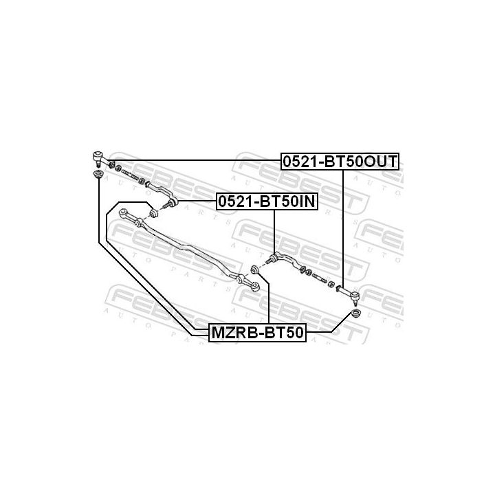 Skersinės vairo trauklės galas FEBEST 0521-BT50OUT