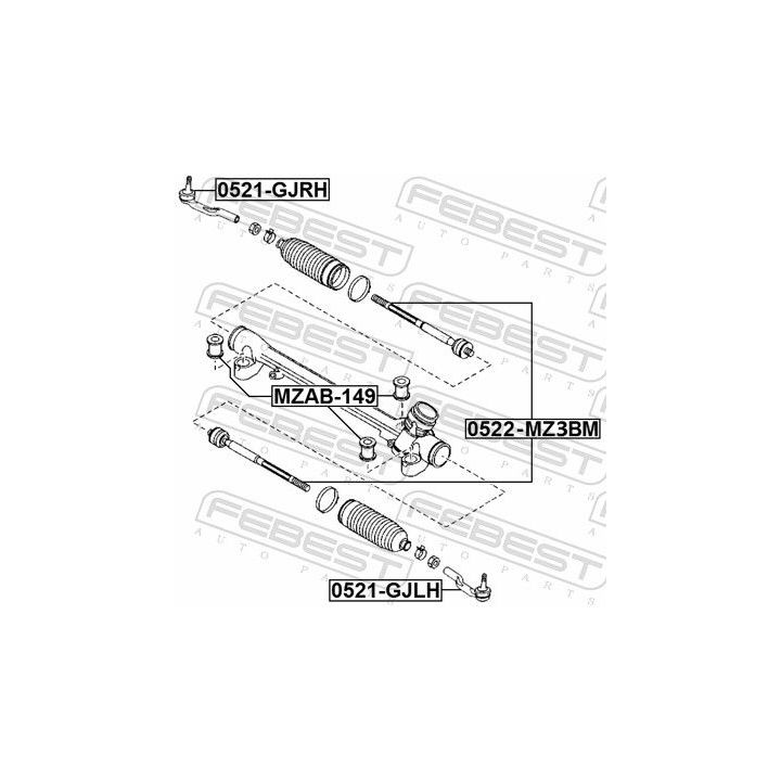 Skersinės vairo trauklės galas FEBEST 0521-GJLH