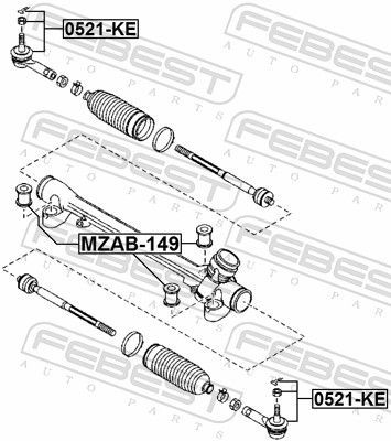 Skersinės vairo trauklės galas FEBEST 0521-KE