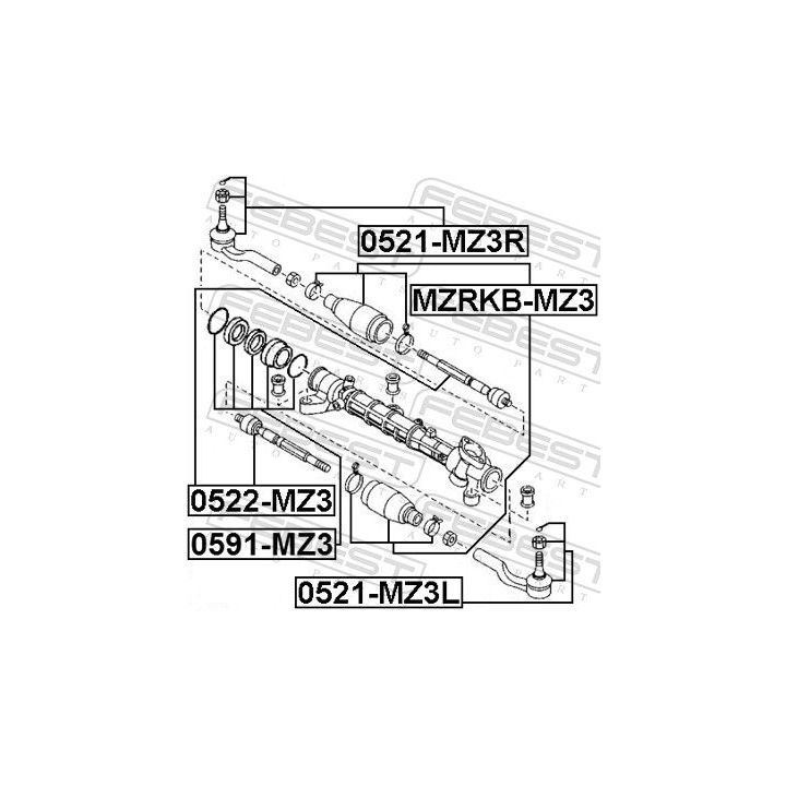 Skersinės vairo trauklės galas FEBEST 0521-MZ3L