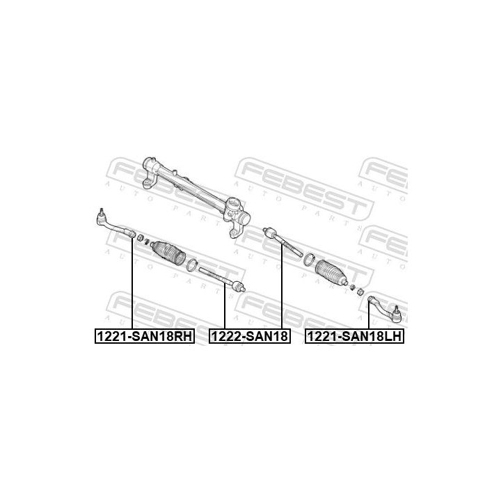 Skersinės vairo trauklės galas FEBEST 1221-SAN18RH