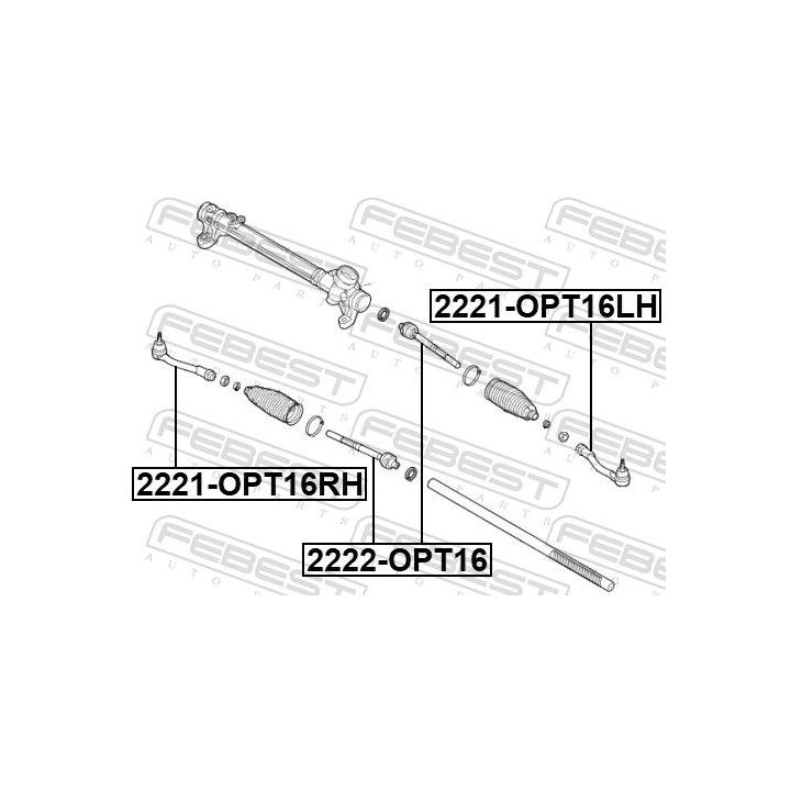 Skersinės vairo trauklės galas FEBEST 2221-OPT16LH
