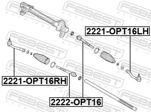 Skersinės vairo trauklės galas FEBEST 2221-OPT16RH