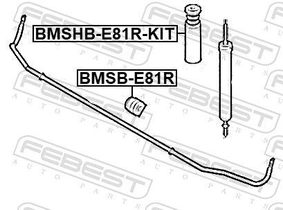 Apsauginio dangtelio komplektas, amortizatorius FEBEST BMSHB-E81R-KIT