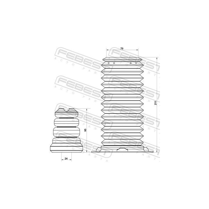 Apsauginio dangtelio komplektas, amortizatorius FEBEST BMSHB-F30F-KIT