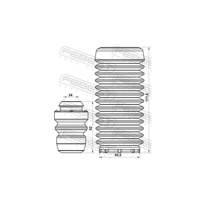 Apsauginio dangtelio komplektas, amortizatorius FEBEST FDSHB-FSTVIF-KIT