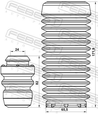 Apsauginio dangtelio komplektas, amortizatorius FEBEST FDSHB-FSTVIF-KIT