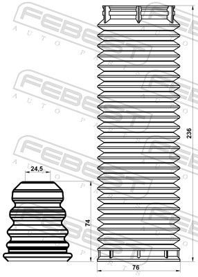 Apsauginio dangtelio komplektas, amortizatorius FEBEST FDSHB-KUGIIF-KIT