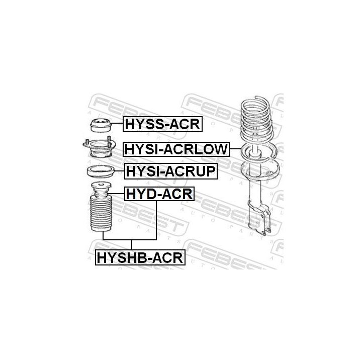 Apsauginio dangtelio komplektas, amortizatorius FEBEST HYSHB-ACR