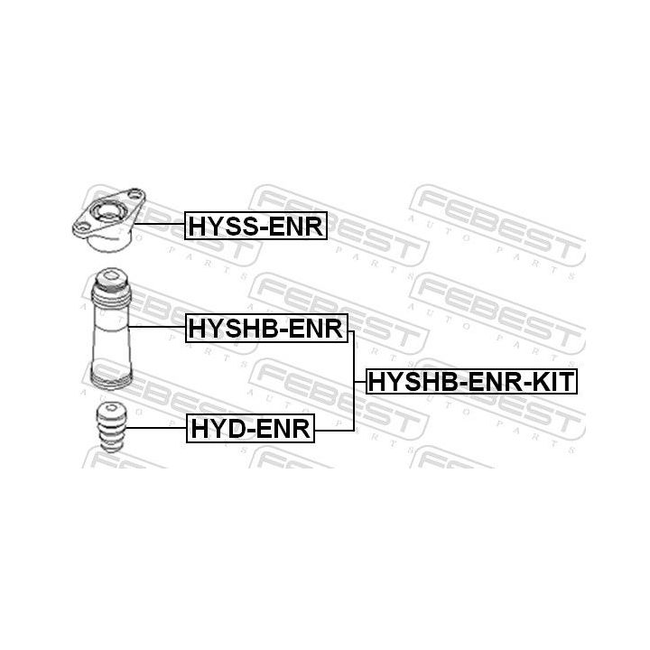 Apsauginio dangtelio komplektas, amortizatorius FEBEST HYSHB-ENR-KIT