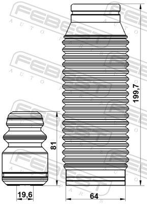 Apsauginio dangtelio komplektas, amortizatorius FEBEST HYSHB-GETF-KIT
