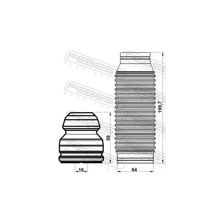 Apsauginio dangtelio komplektas, amortizatorius FEBEST HYSHB-IX20F-KIT