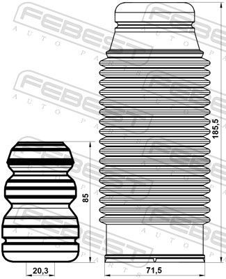 Apsauginio dangtelio komplektas, amortizatorius FEBEST HYSHB-SFEF-KIT