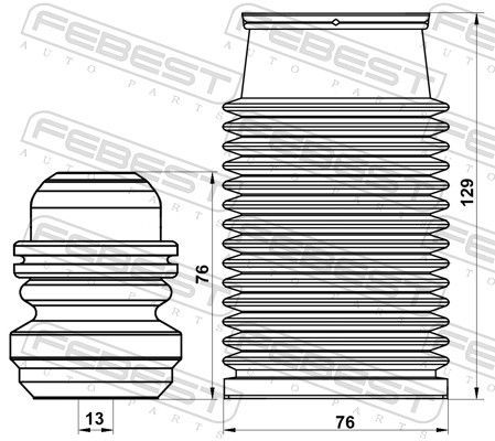 Apsauginio dangtelio komplektas, amortizatorius FEBEST HYSHB-SORF-KIT