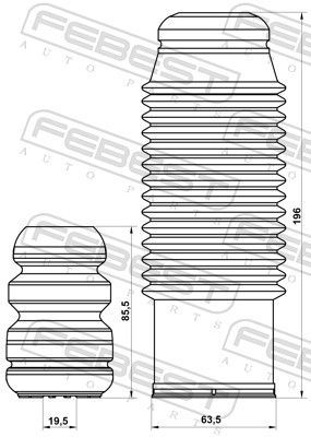 Apsauginio dangtelio komplektas, amortizatorius FEBEST HYSHB-SPORIIF-KIT