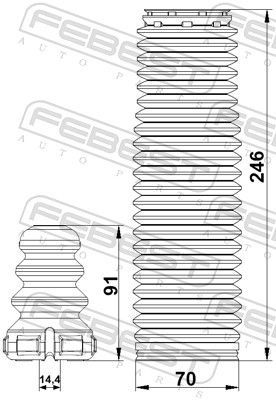 Apsauginio dangtelio komplektas, amortizatorius FEBEST KSHB-SORC5F-KIT