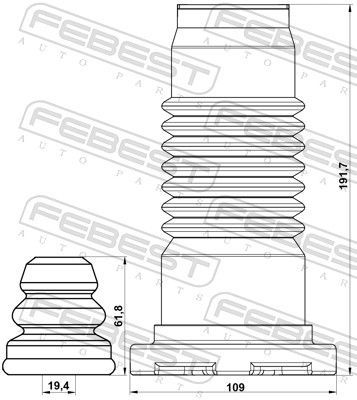 Apsauginio dangtelio komplektas, amortizatorius FEBEST MZSHB-GGF-KIT