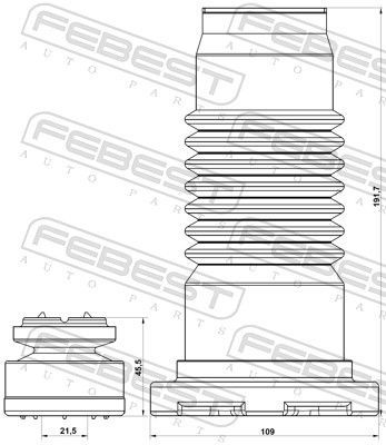 Apsauginio dangtelio komplektas, amortizatorius FEBEST MZSHB-GHF-KIT