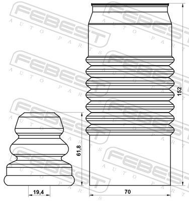 Apsauginio dangtelio komplektas, amortizatorius FEBEST MZSHB-GYF-KIT