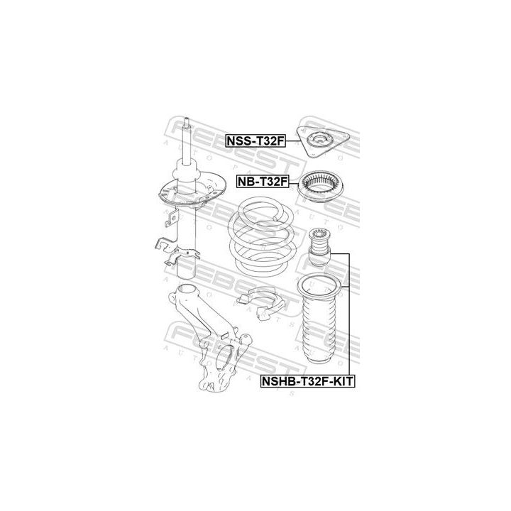 Apsauginio dangtelio komplektas, amortizatorius FEBEST NSHB-T32F-KIT